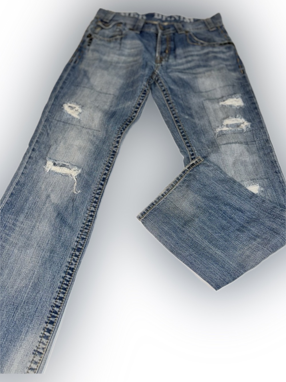 Men’s MEK Denim Receife Washed Blue Distressed Jeans size 33/34